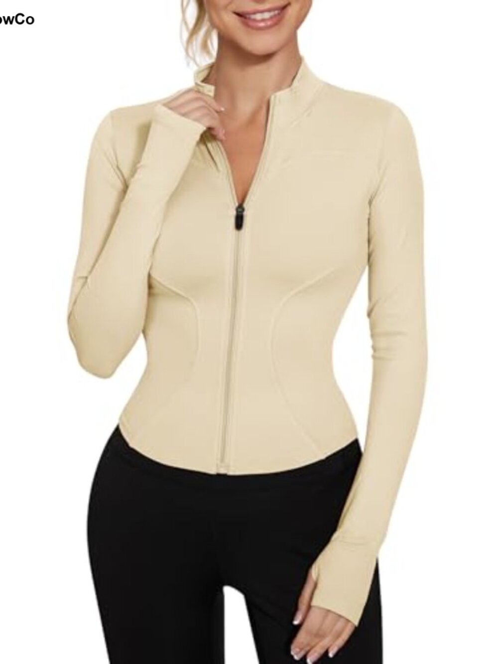 Women's Cropped Workout Jacket Lightweight Zip Up Yoga Athletic Slim Fit